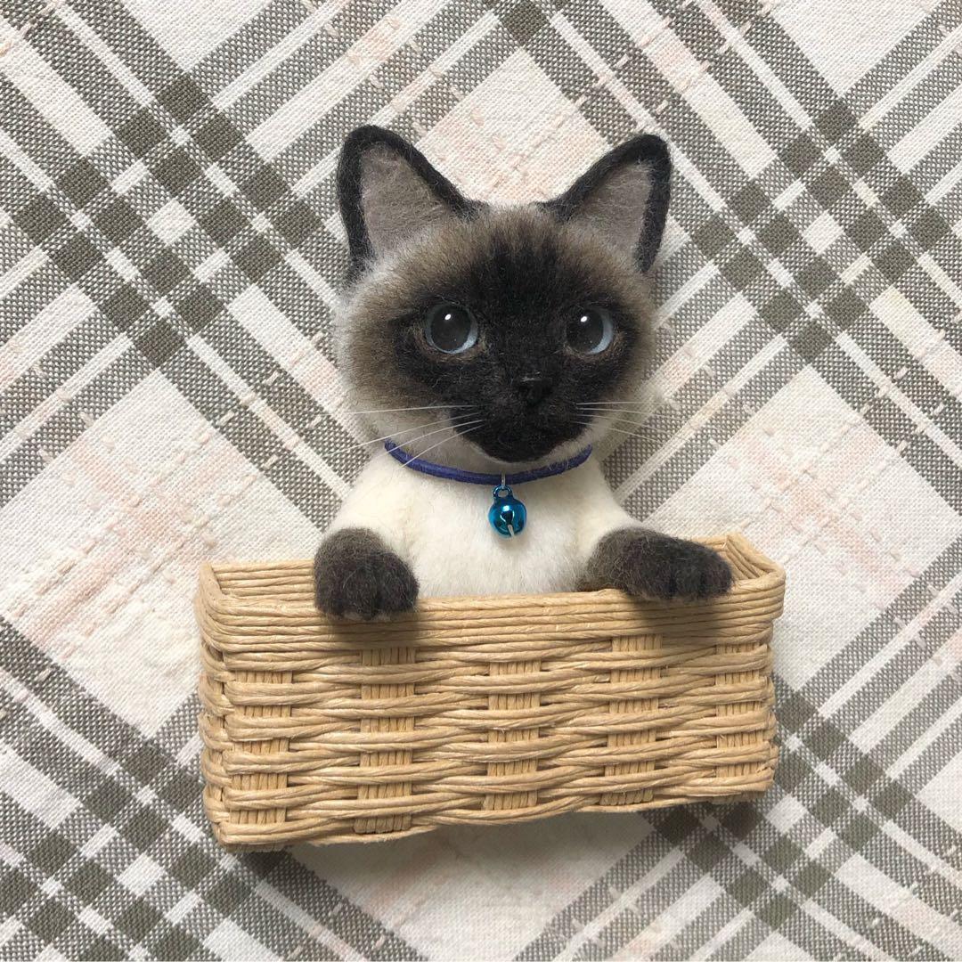 羊毛フェルト 猫 ハンドメイド 夏