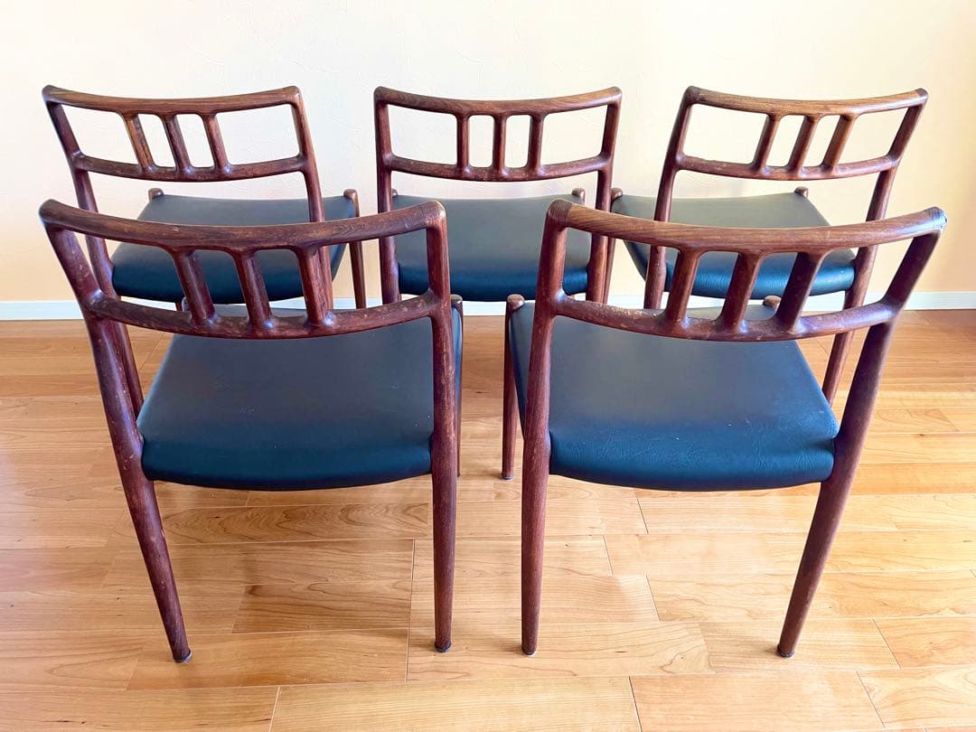 ダイニングチェア4脚デンマークニールス・モラー チーク材 椅子　大塚家具リペア②
