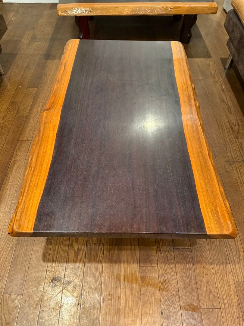 一枚板　木製座卓 ダークブラウン・ライトブラウン