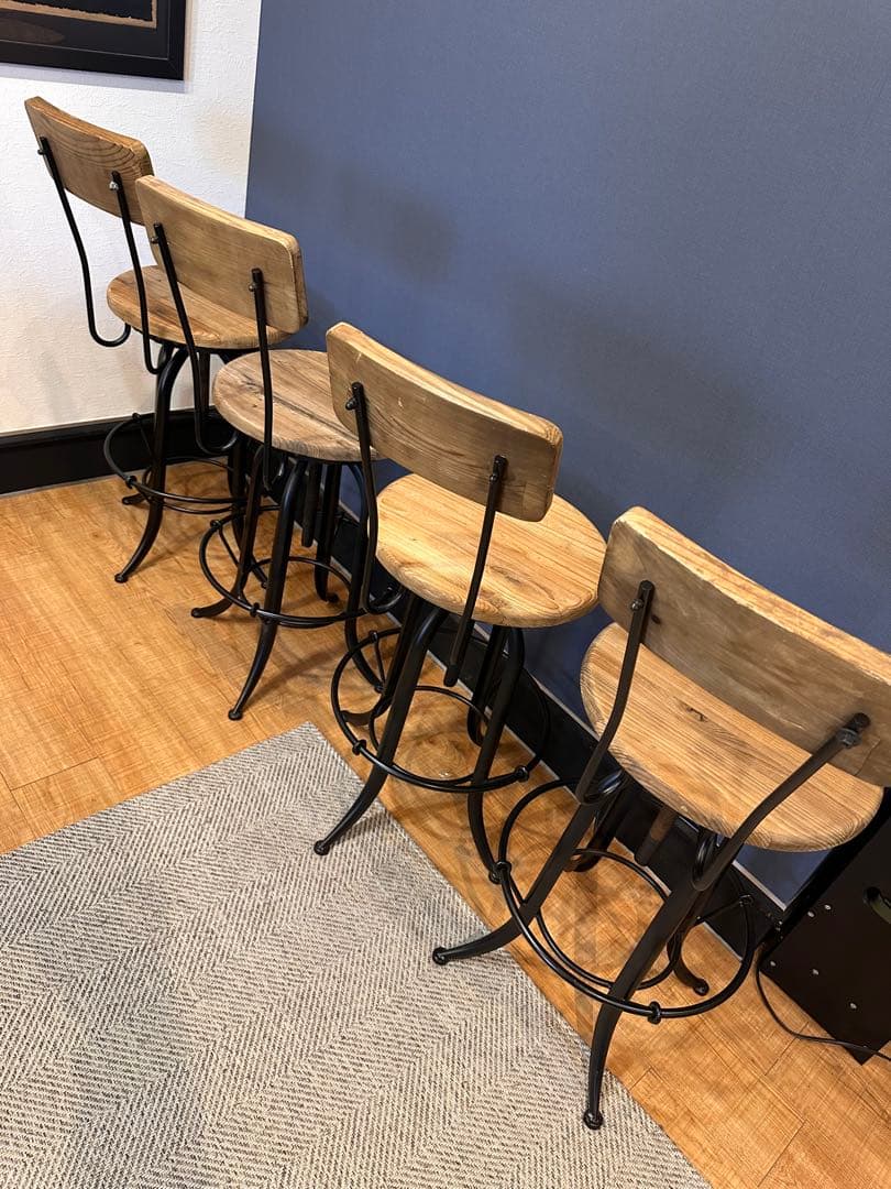 インダストリアルスタイル バースツール 4脚セット　カウンターチェアー