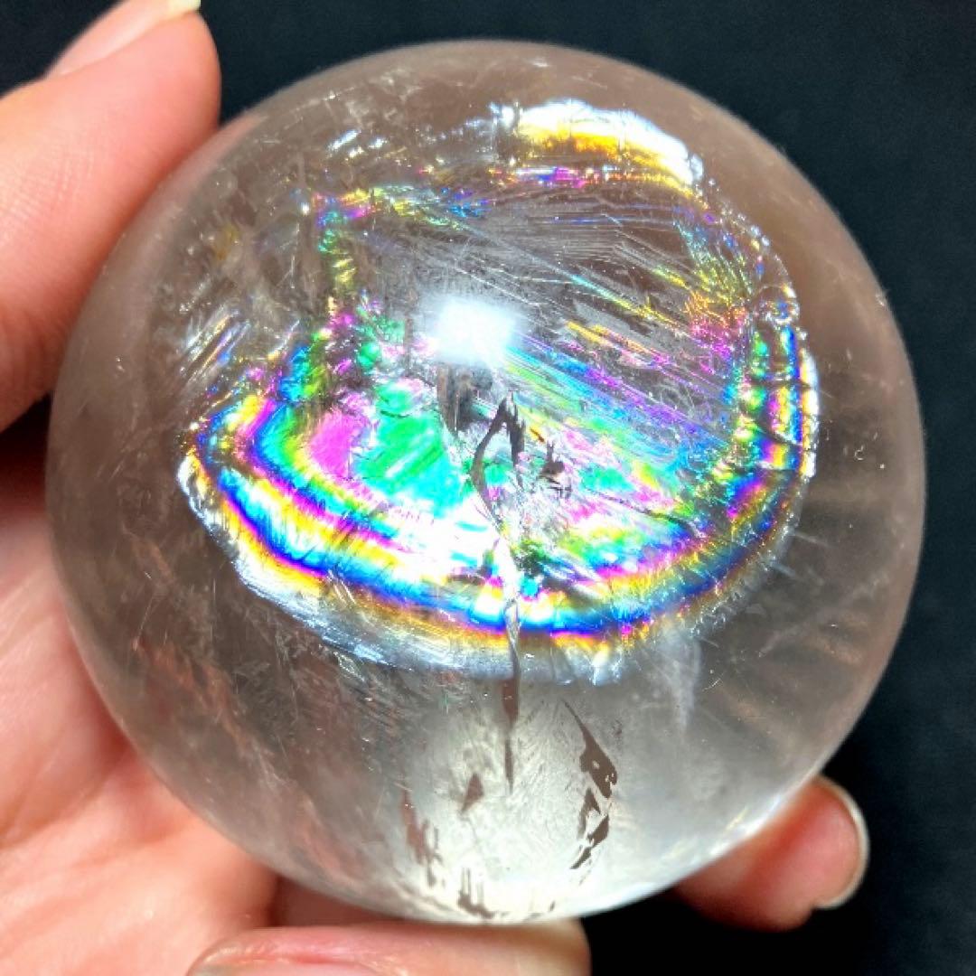 超大玉　62mm 虹入りゴールドルチルクォーツ　丸玉　スフィア　金針水晶