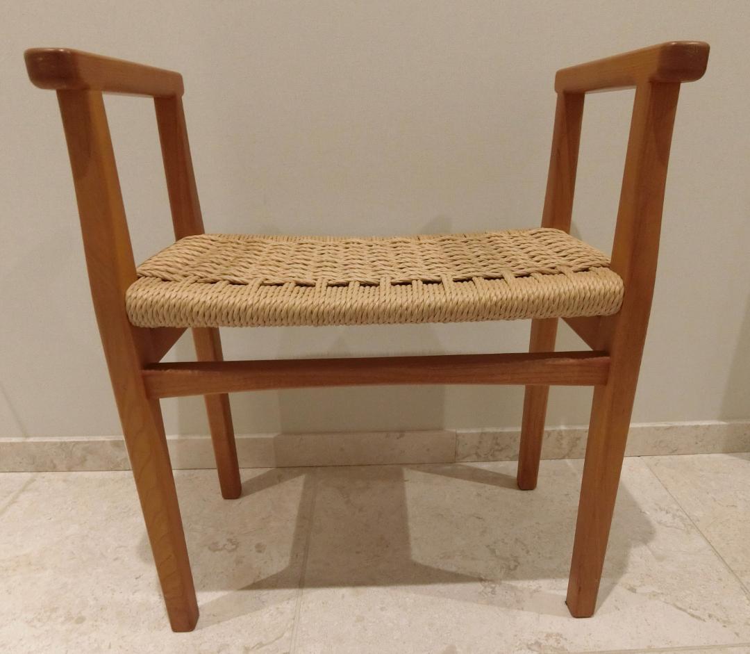 むう工房 エントランス スツール メープル無垢材 アーム付き ペーパーコード