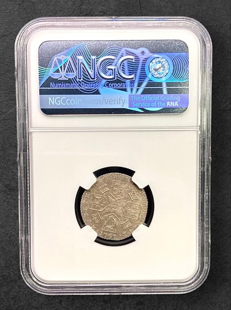【NGC MS62】1787年 イギリス ジョージ3世 6ペンス 銀貨 単年発行