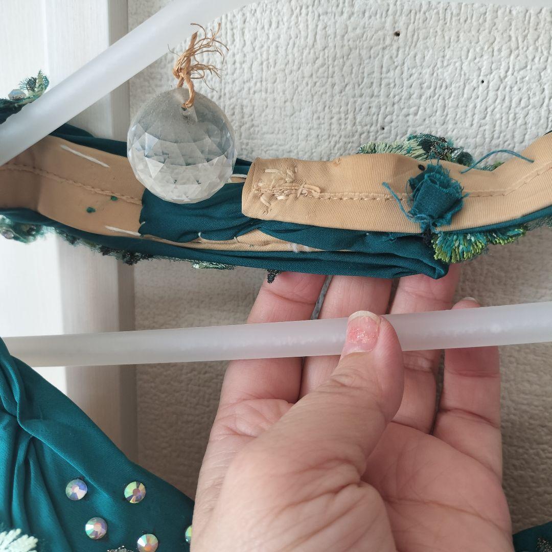 豪華/美品ベリーダンス衣装 フル グリーン ステージ　舞台衣装　着画あり