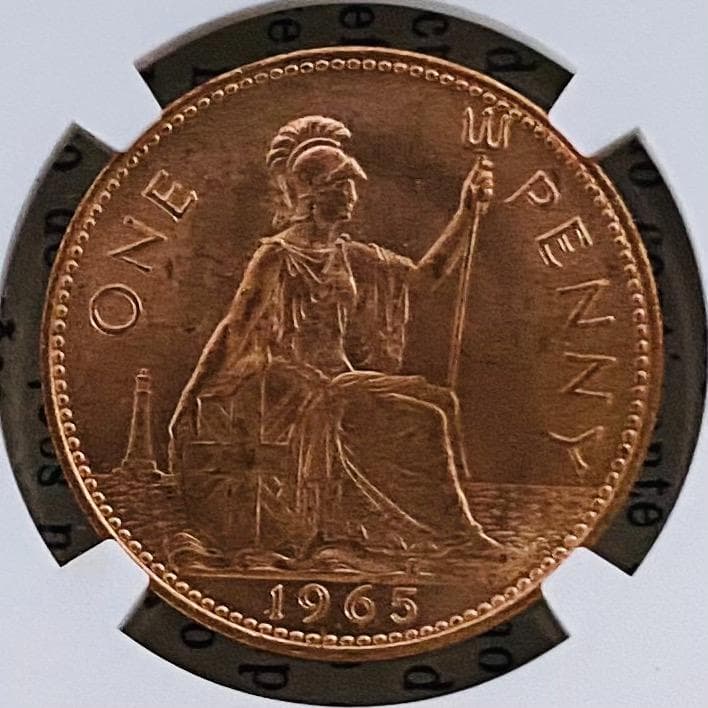 ★NGC★1965 MS63 イギリス 銅貨 ペニー 鑑定 希少