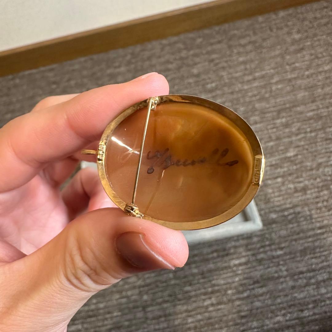 【美品】百貨店購入K18 カメオブローチ ネックレストップ