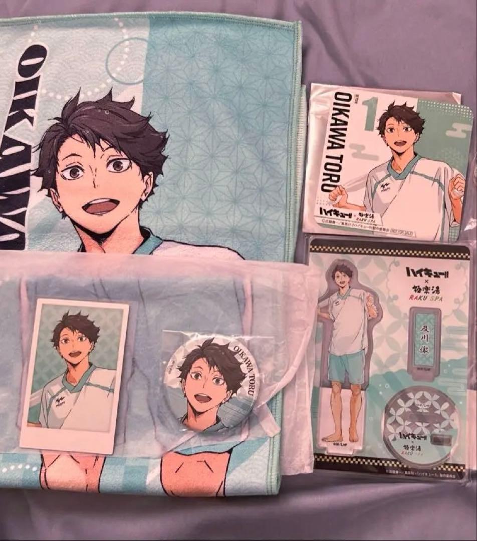 ハイキュー 極楽湯 及川徹 缶バッジ アクスタ タオル チェキ