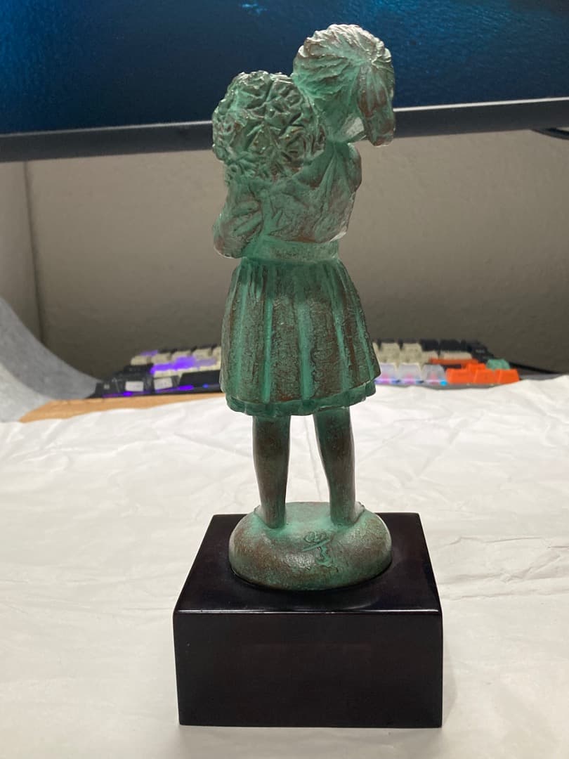 ブロンズ像 加藤豊作 花束を持つ少女 ヴィンテージ 刻印 彫刻 少女 置物