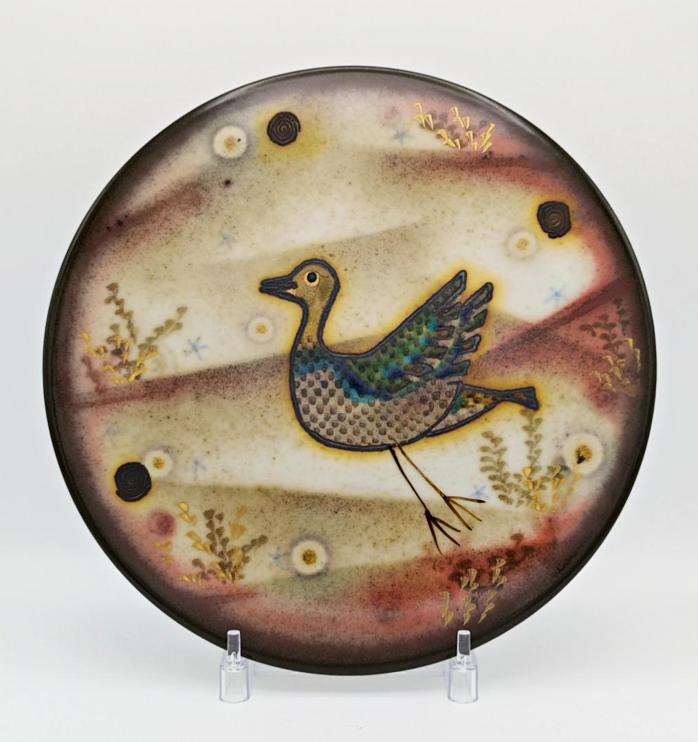 ★未使用美品★伊藤北斗 釉刻色絵陶板夢の風景【20年程前の個展で購入 作家作品】