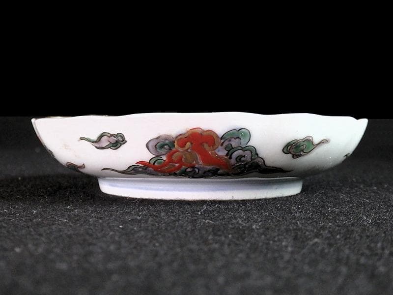 古伊万里　色絵　傘美人に筍掘りの図　４寸皿　５枚　A697AS-BZq