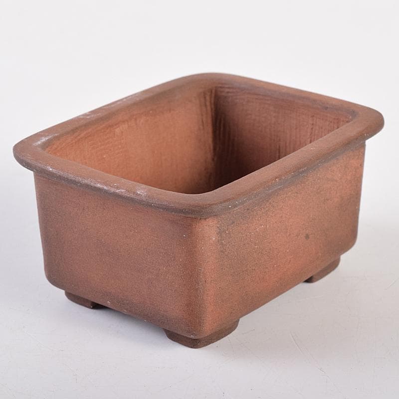 駿河山正作　紫砂　朱泥　猪刻　小さな植木鉢　盆栽鉢　V　R8834