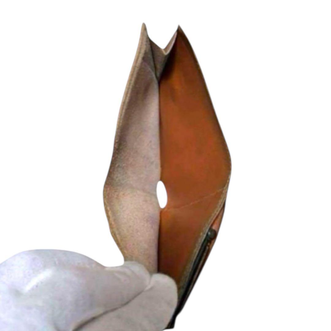 人気　イルビゾンテ　折り財布　がま口　レザー　ライトブラウン　フラップ　保護袋