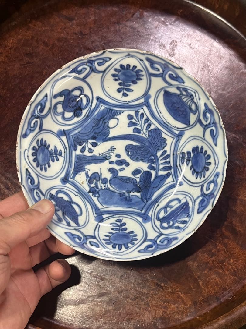 古染付　水鳥　民藝　民芸　虫喰い　芙蓉手　古伊万里　染付　膾　景徳鎮　くらわんか