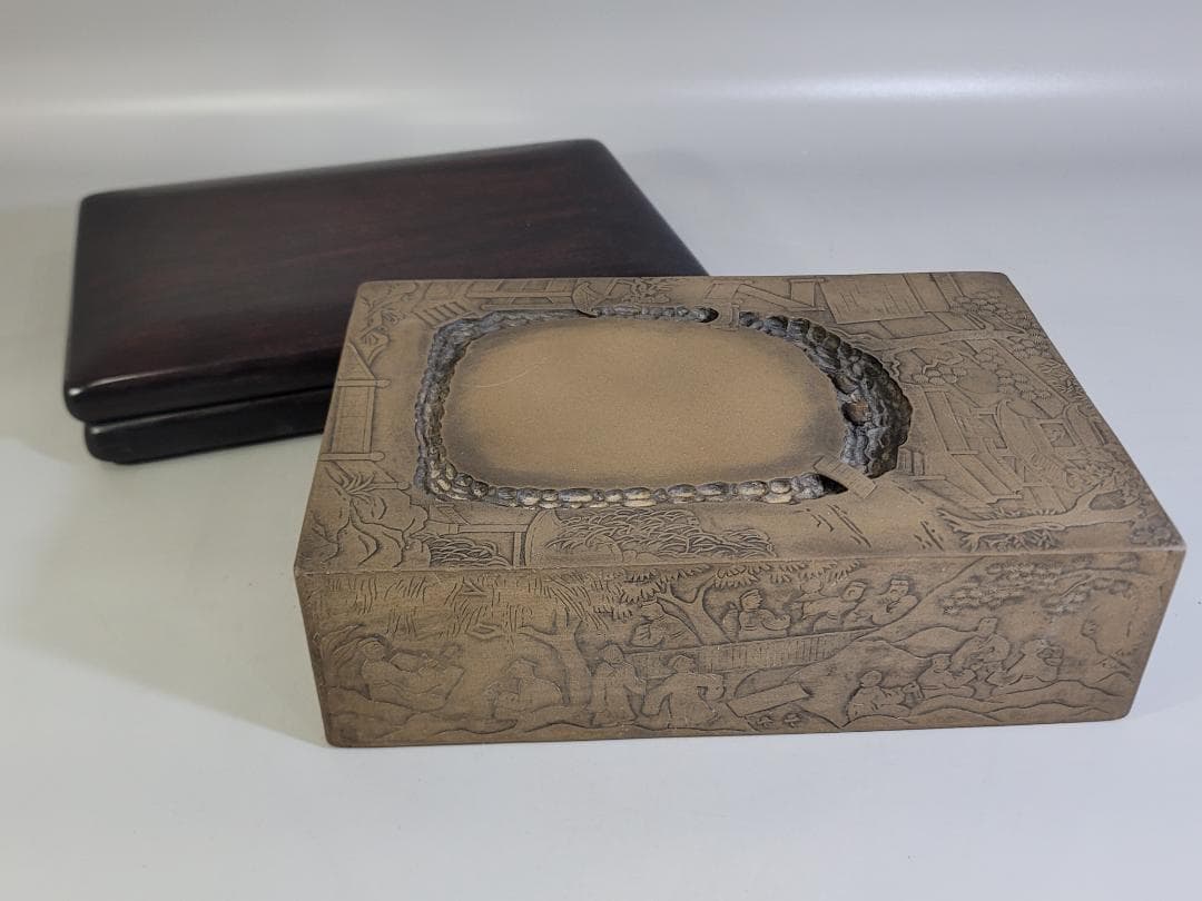 中国 文房四宝 鱔魚黄澄泥 蘭亭硯 定価65万円 昭和57年5月購入 DT424