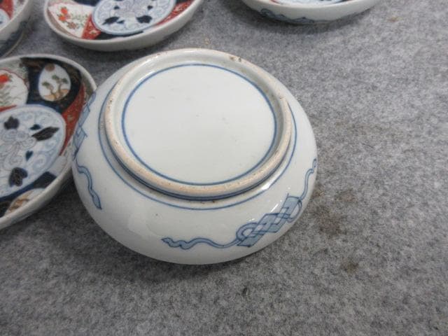 伊万里焼金彩染錦草花文小皿5枚 [B26553]