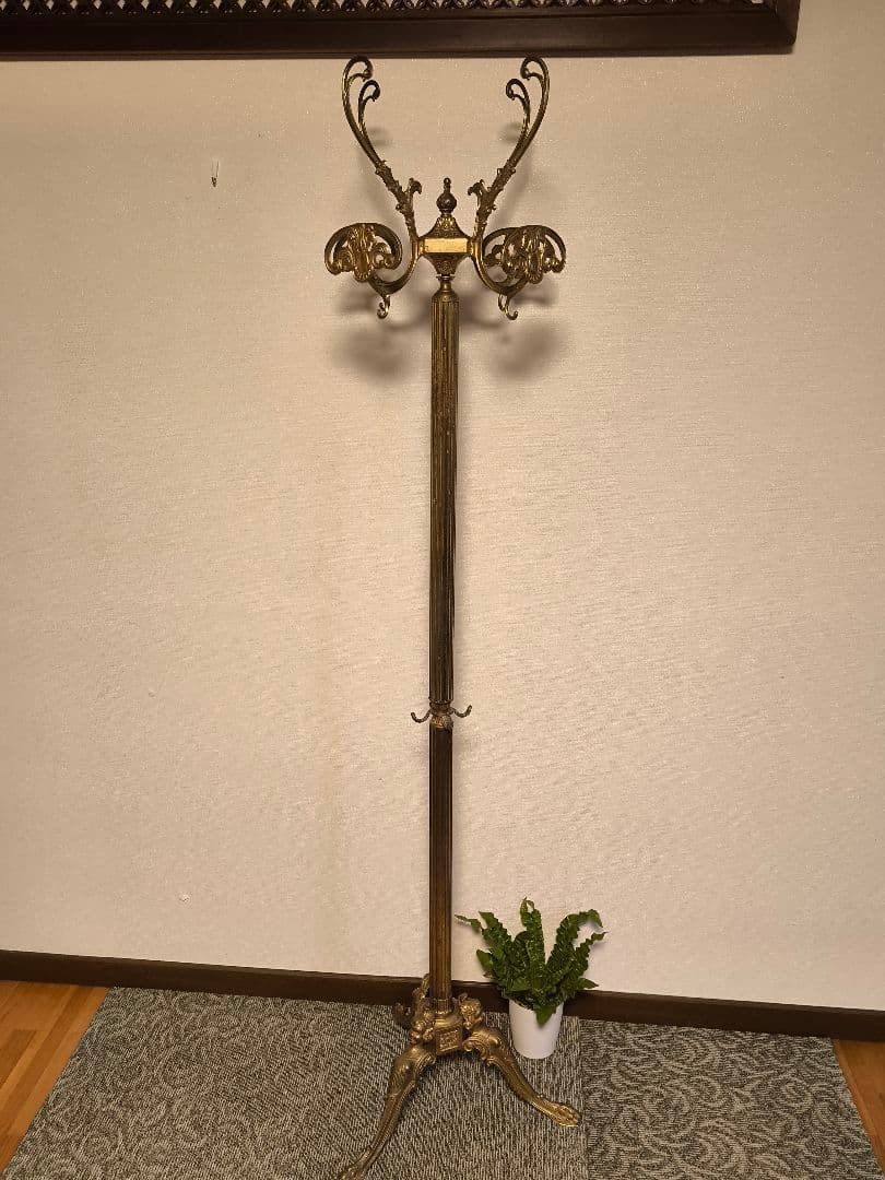 アンティーク　真鍮コートスタンド　ポールハンガー　クラシック　イタリア製