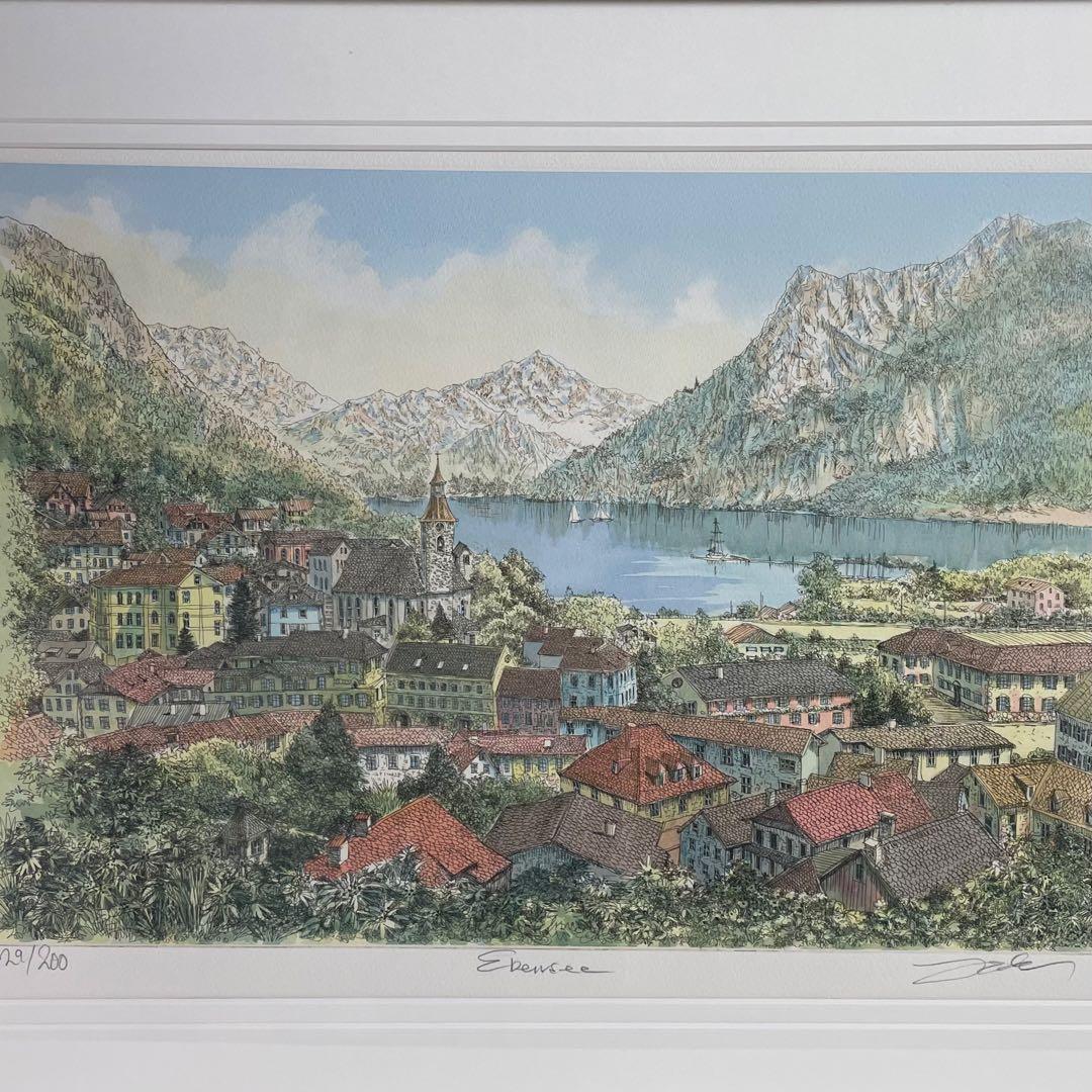 織田義郎 オーストリア エーベンゼー 銅版画 彩色 版画 風景画