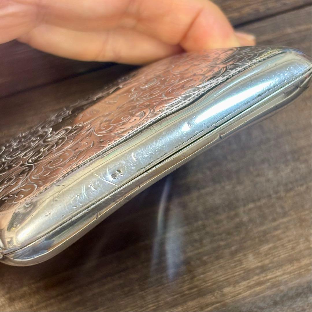 希少 純銀 英国 アンティーク シガレットケース 1902年 バーミンガム
