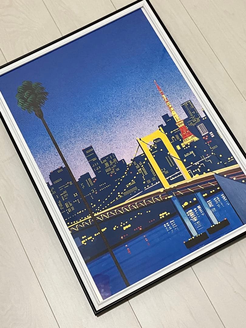 【額縁付き】 永井博（Hiroshi Nagai） A2ポスター　青