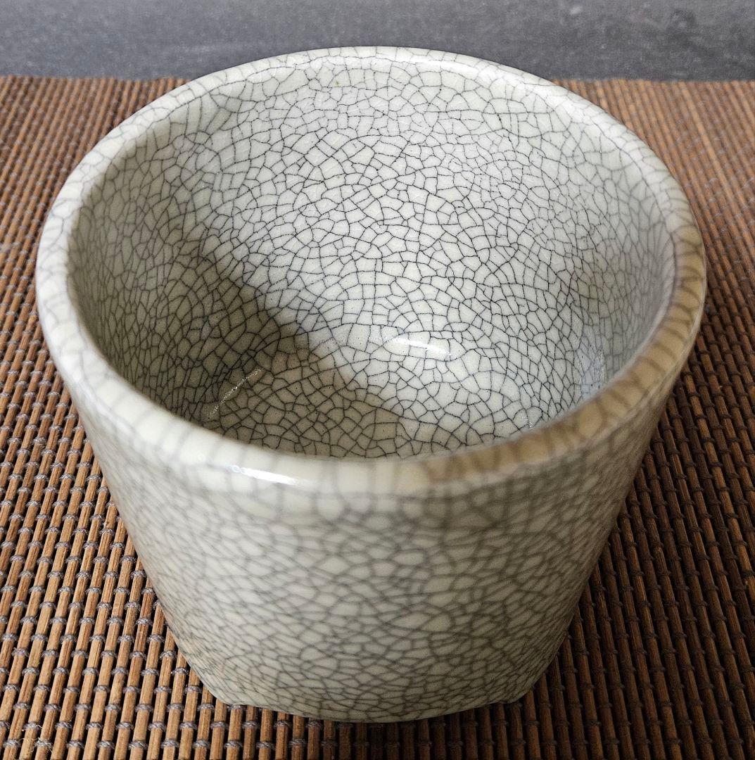 明治時代　膳所焼　ぜぜ焼　氷裂文様　香炉　火入れ　茶道具　茶器　香道具　香器