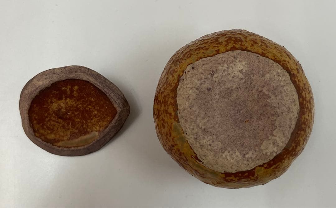 益子焼き 香合　みかん茶入 茶道具