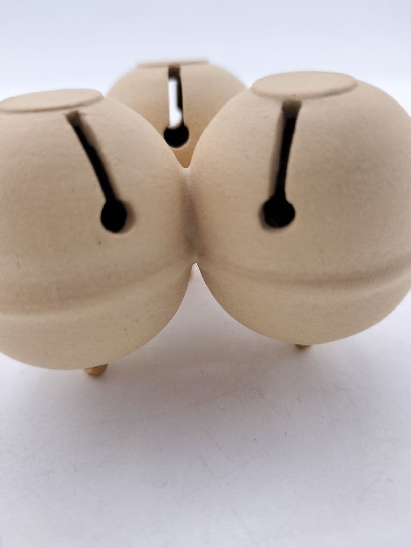 c421【新品・未使用】蓋置 焼締三鈴 今岡三四郎 木箱 茶道具