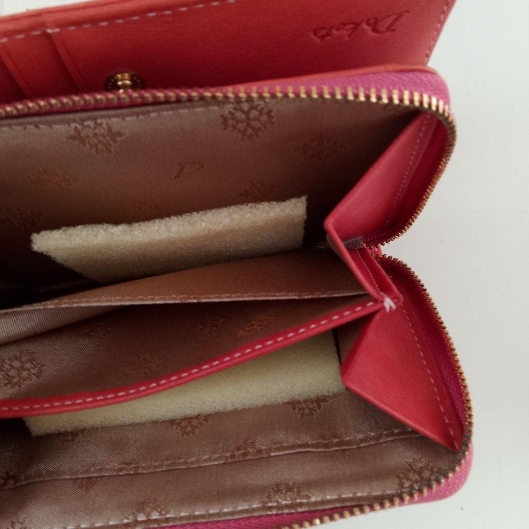 【美品】Dakota 財布 オレンジピンク二つ折り ミニウォレット レザー
