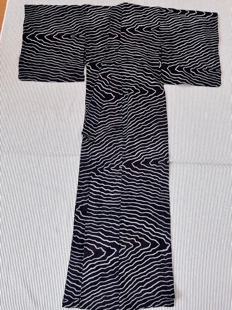 浴衣　有松絞り　つまみ縫い絞り　濃紺