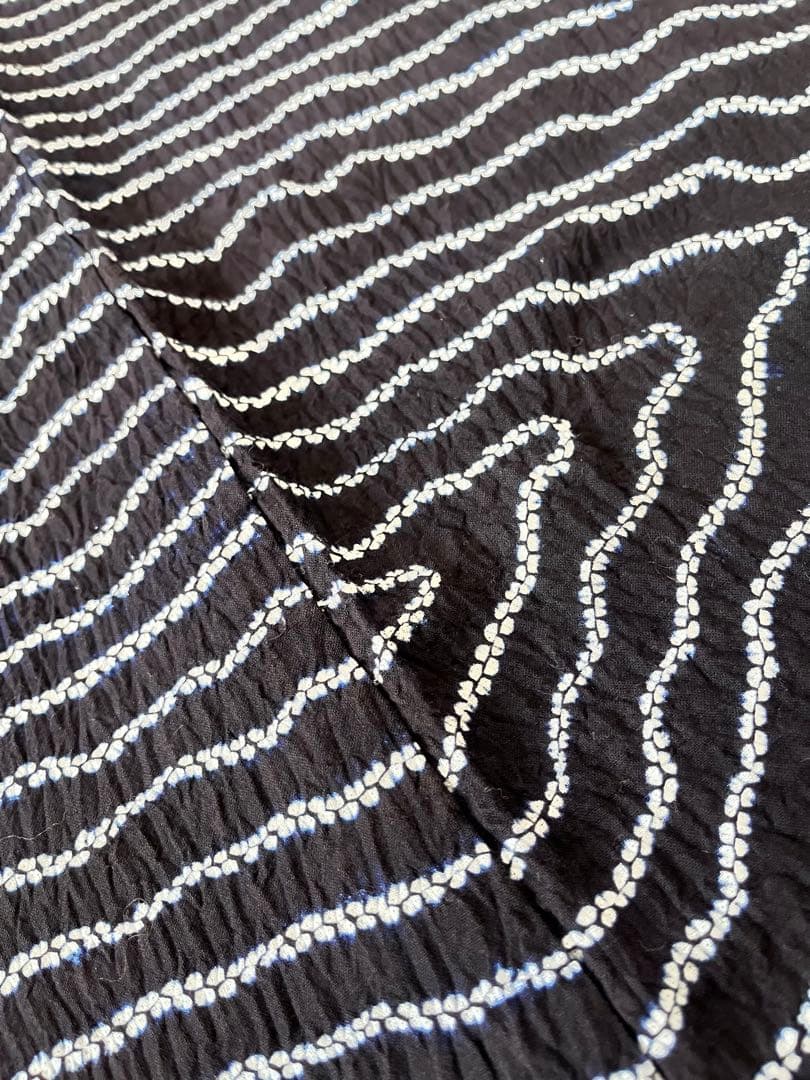 浴衣　有松絞り　つまみ縫い絞り　濃紺