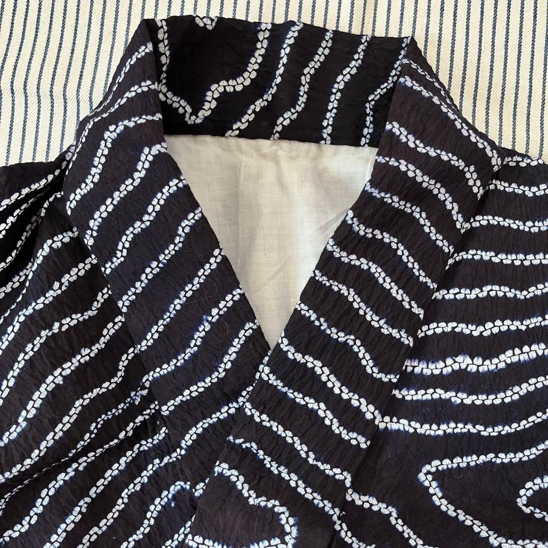 浴衣　有松絞り　つまみ縫い絞り　濃紺