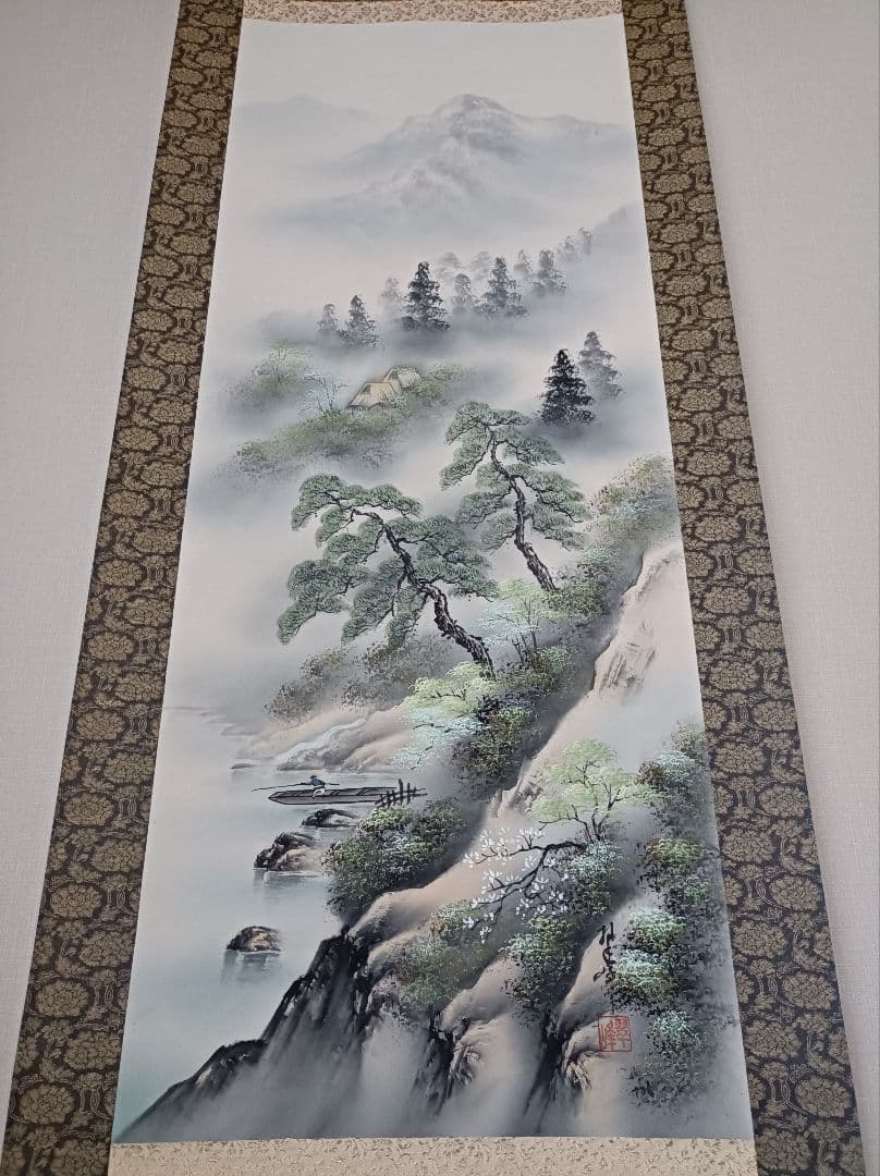 美品 軸 開運 おもてなし 絵 龍神 金運 花 山水 中国 風水 美術 インテリ