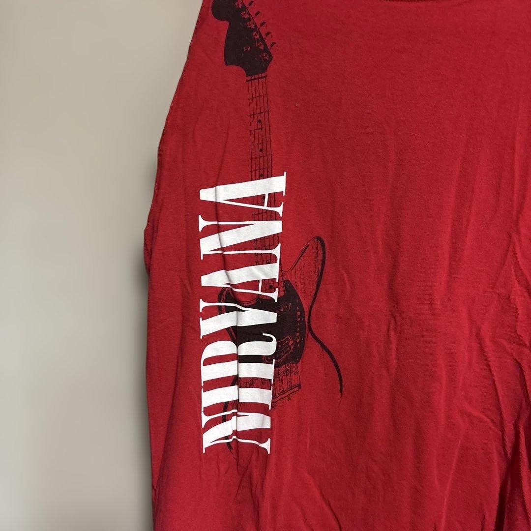 NIRVANA ニルバーナ　ロゴ　ギターTシャツ　赤　Lサイズ