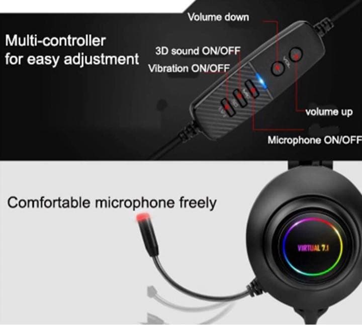 ゲーミング　ハッカーN550 RGB LED 有線オーバーイヤーヘッドホン