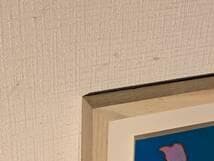 【真作】絵画　谷沢邦彦　アクリル画　紫薫るⅠ　ブルーに映える紫の花　Y167