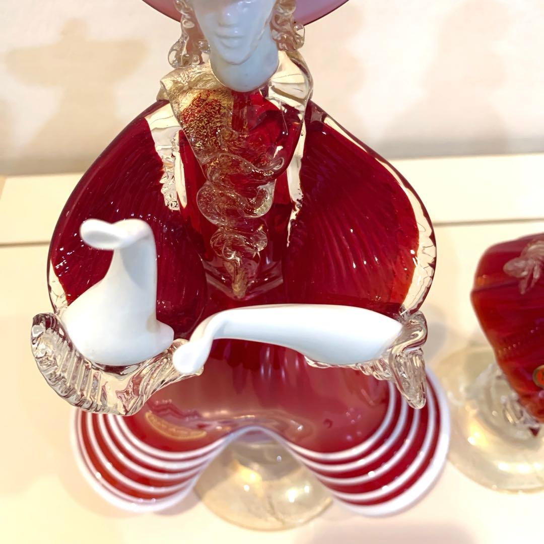 りんご ベネチアンガラス　Murano ガラス ペアフィギュア 赤