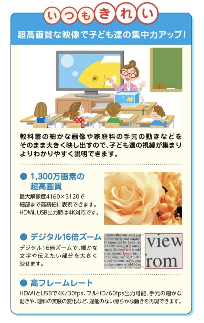 【新品】ELMO エルモ MX-P3 4Kコンパクト書画カメラ