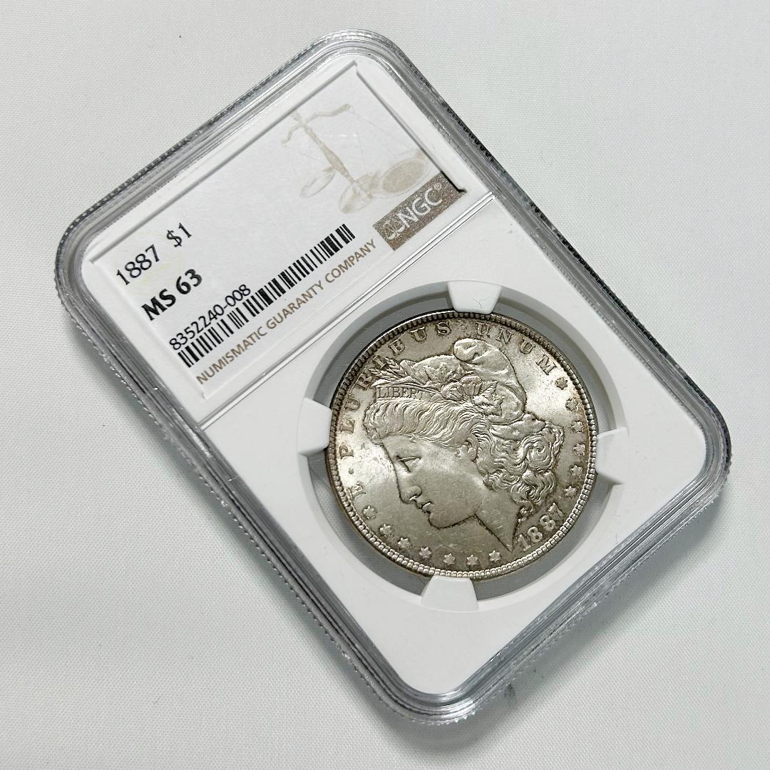 1887年 MORGAN SILVER DOLLAR アメリカ　NGC MS63