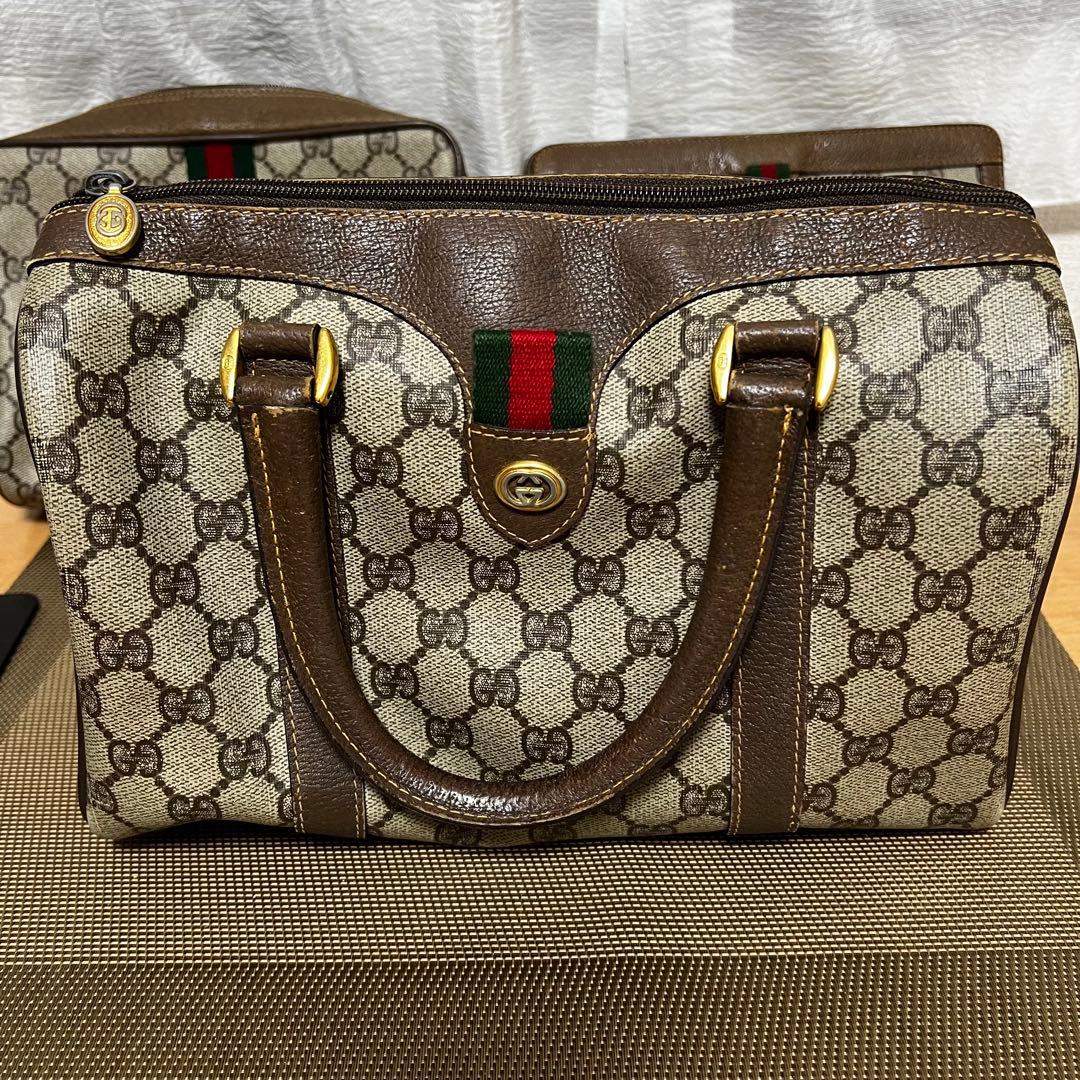 オールドグッチ　Gucci ヴィンテージ　GG ボストンバッグ　ハンドバック