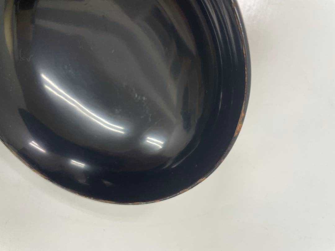 ツバキ 蓋付き椀 黒 金 銀丸模様 27客セット　少々難ありお値下げ品！