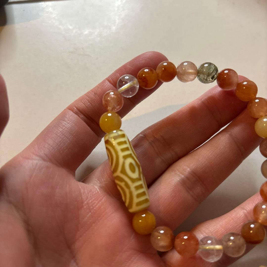 めちゃくちゃ綺麗！黄龍眼天珠！ミックスルチル！ズドドーンとくる！