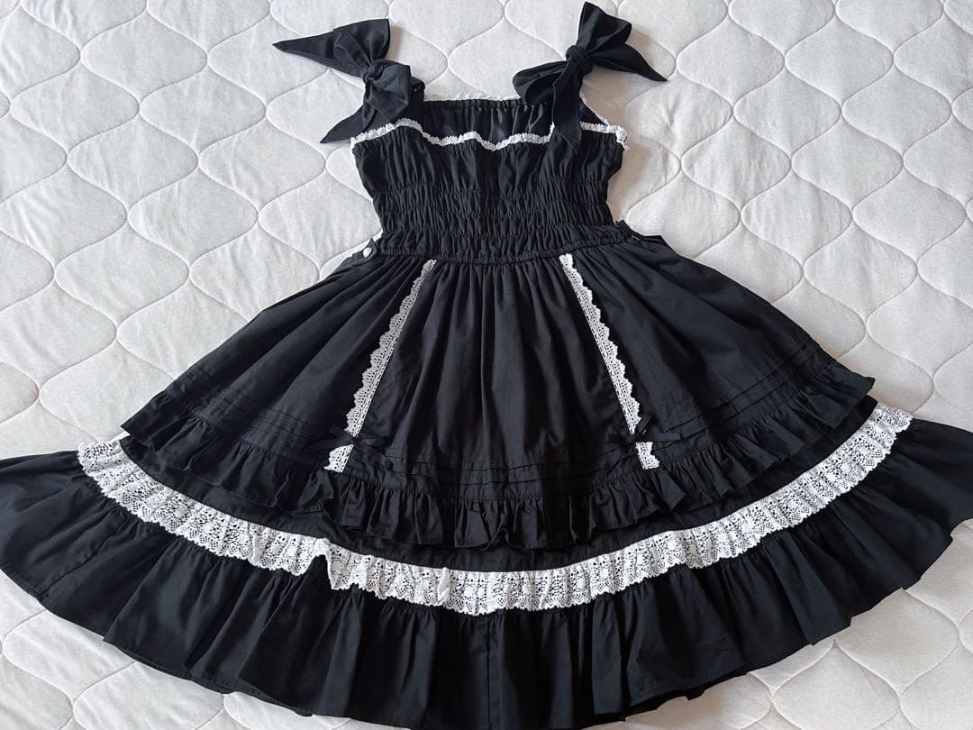 Angelic Pretty リボンシャーリングジャンパースカート