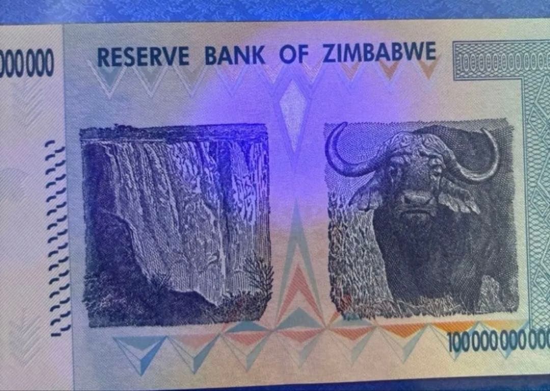 【保証書付き】5 枚連番　ジンバブエ 100兆ドル札 UVチェック済み