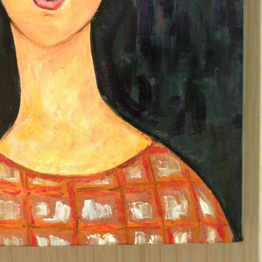 キャンバス油絵　専用　ショートヘアーのパリの女性　モディリアーニ　名画オマージュ