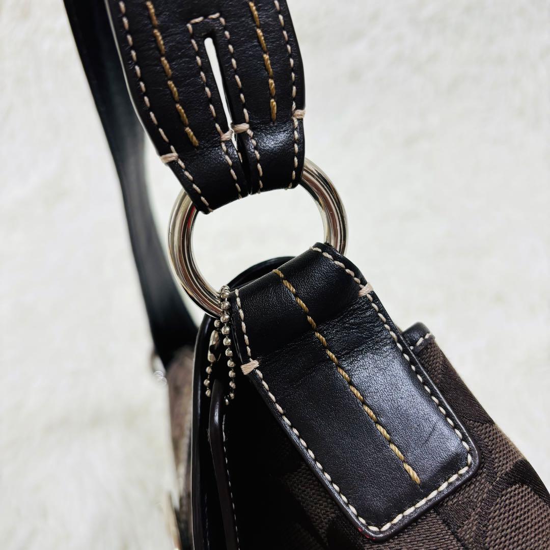 【美品】COACH ソーホー シグネチャー ワンショルダー10297 ブラウン