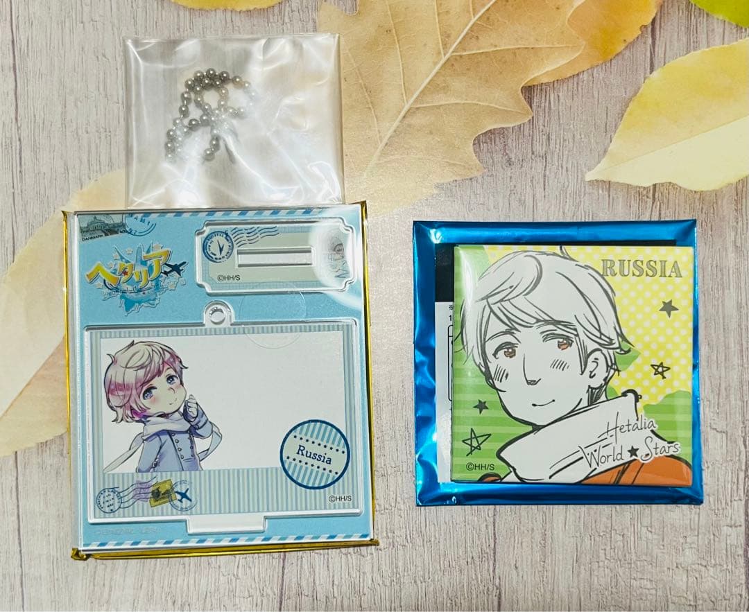d*9様 ヘタリア　ロシア　チェキ風　アクリルキーホルダー　スクエア缶バッジ