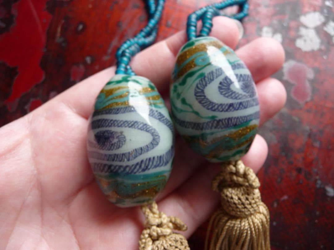 江戸ガラス　風鎮　大玉　伝統文様