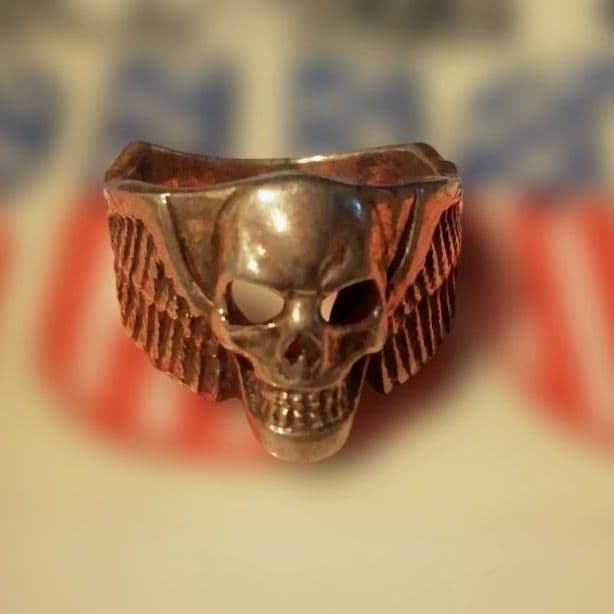 ビンテージ　シルバー　925 ウィング　スカル　骸骨　バイカー