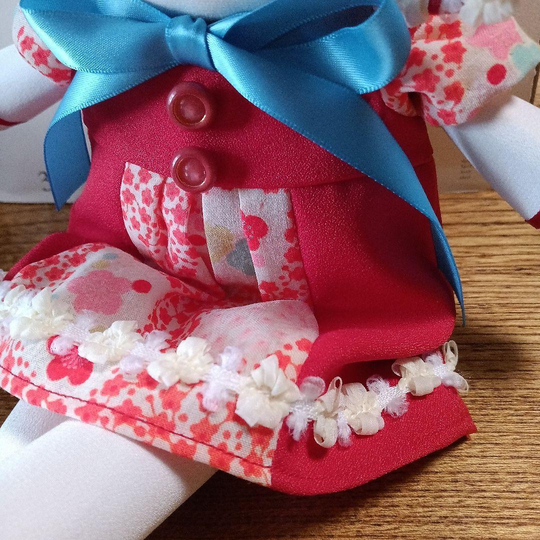 文化人形　ブラブラ人形　レトロモダン:花柄ドレスの布製ドール