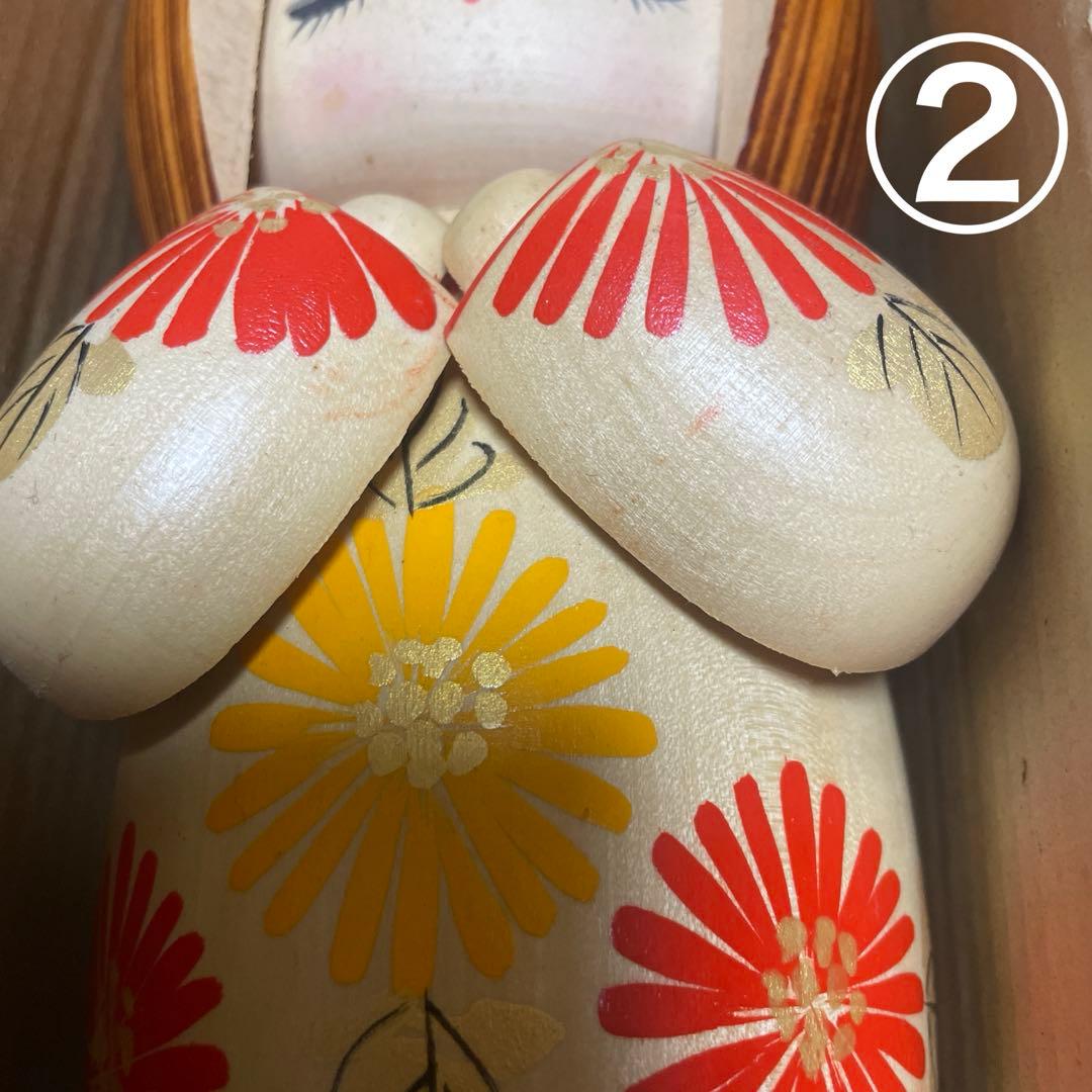 創作こけし（箱あり）　宮下はじめ　おとめ菊　4体セット　すべて札付