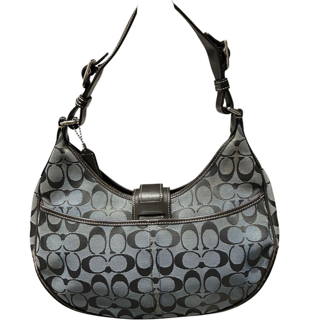 バッグ COACH harf-moon hobo leather signature